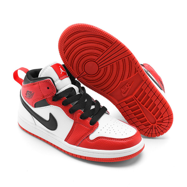 Youth Running Weapon Air Jordan 1 White/Red Shoes 005